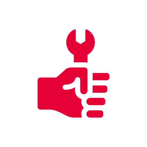 Ikon av en hånd med et verktøy